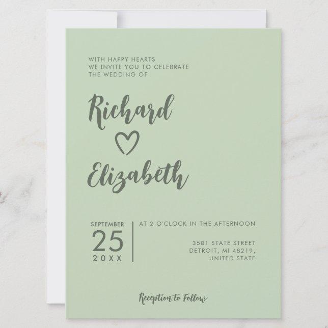 Minimal Typography Clean Modern Wedding Invitation (Front)