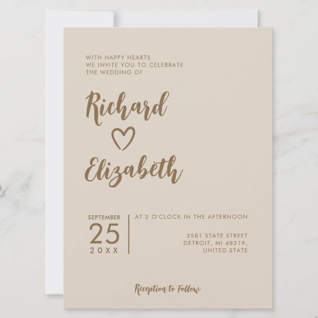 Minimal Typography Clean Modern Wedding Invitation (Front)