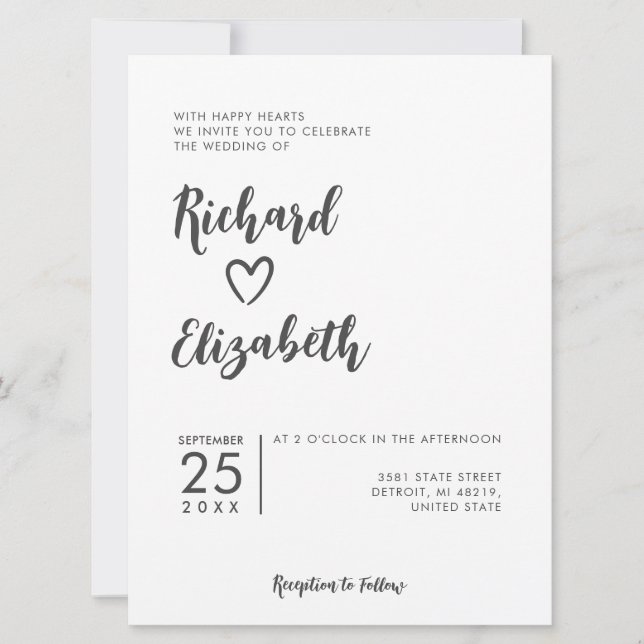 Minimal Typography Clean Modern Wedding Invitation (Front)