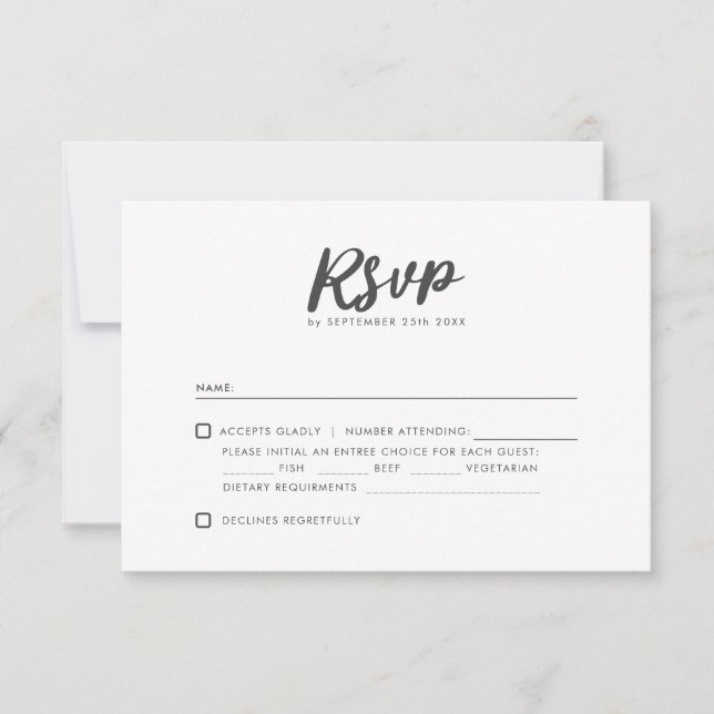 Minimal Typography Clean Modern Wedding RSVP Card (Front)