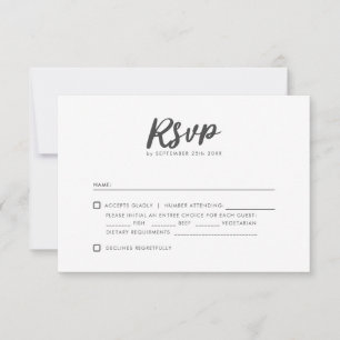 Minimal Typography Clean Modern Wedding RSVP Card