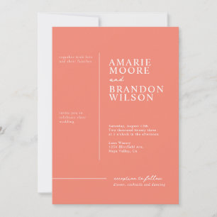 Minimal Typography Coral Wedding Invitation