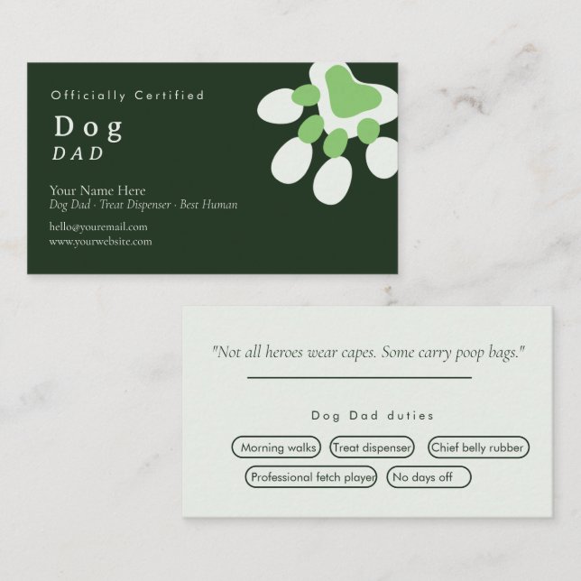 Minimal Typography	Cute Business Card | dog dad (Front/Back)
