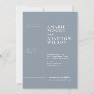 Minimal Typography Dusty Blue Wedding Invitation