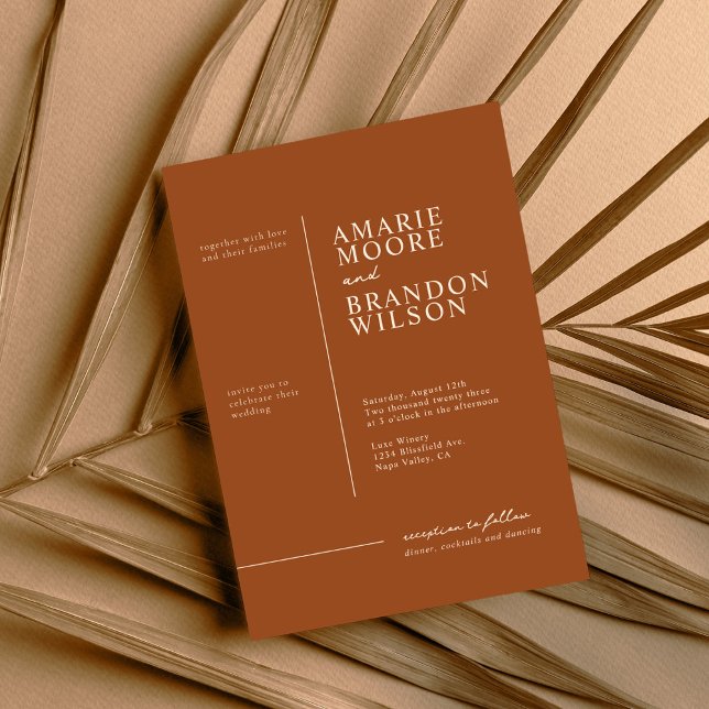 Minimal Typography Earth Tone Wedding Invitation (Creator Uploaded)