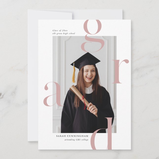 Minimal Typography Graduation Announcement Cards (Front)