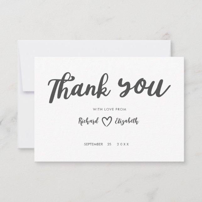 Minimal Typography Modern Wedding Thank You Card (Front)