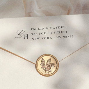 Minimal Typography Monogram Wedding Return Address Rubber Stamp