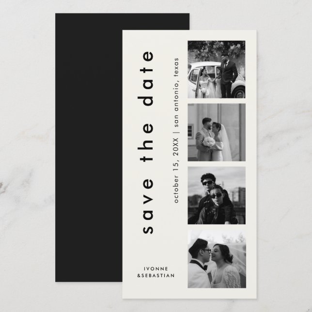 Minimal Typography Photo Bookmark Elegant Wedding Save The Date (Front/Back)