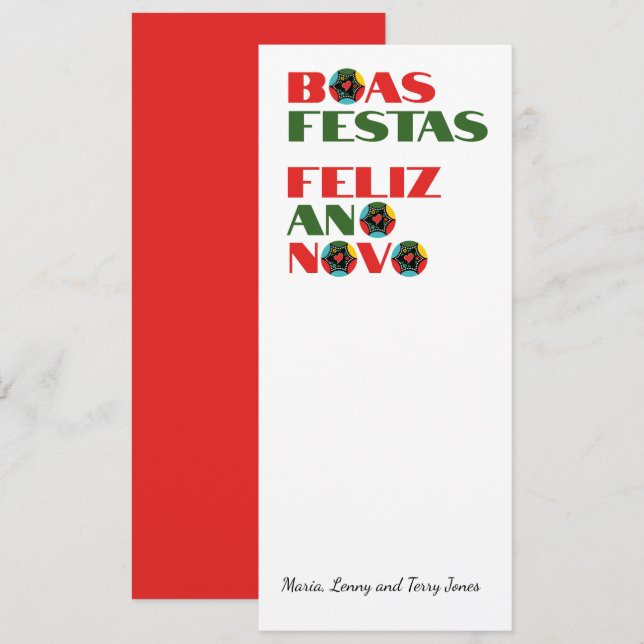 Minimal Typography Portuguese Christmas Greetings  (Front/Back)