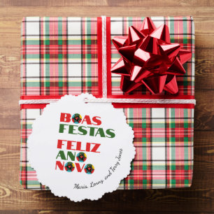 Minimal Typography Portuguese Christmas Greetings Tree Decoration Card