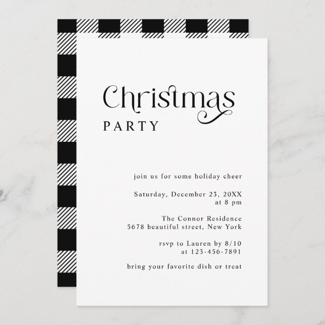 Minimal Typography Retro Christmas Party Invitation (Front/Back)
