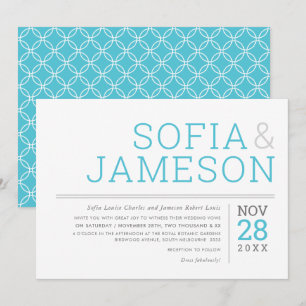 MINIMAL TYPOGRAPHY simple modern turquoise blue Invitation