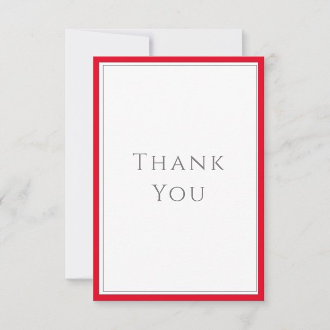Minimal Typography Timeless Elegant Cherry Red  Thank You Card (Front)