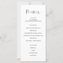Minimal Typography Wedding Dinner Menu