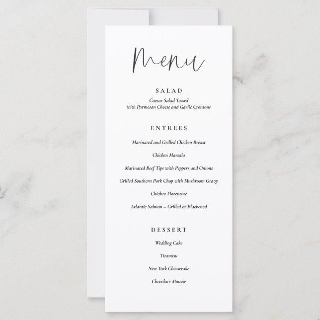 Minimal Typography Wedding Dinner Menu (Front)