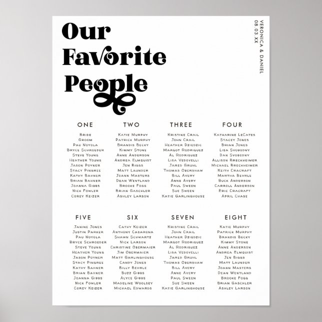 Minimal Typography | Wedding Table Seating Poster (Front)
