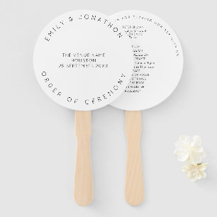 Minimal Typography White Customise Wedding Hand Fan