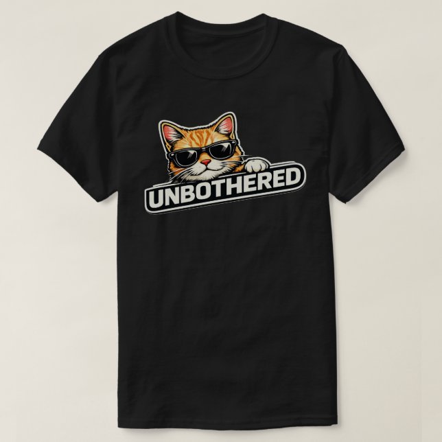 Minimal Unbothered Cat Mood Design T-Shirt (Design Front)