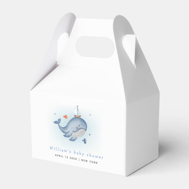 Minimal Under The See Whale Nautica Baby Shower Favour Box (Front Side)