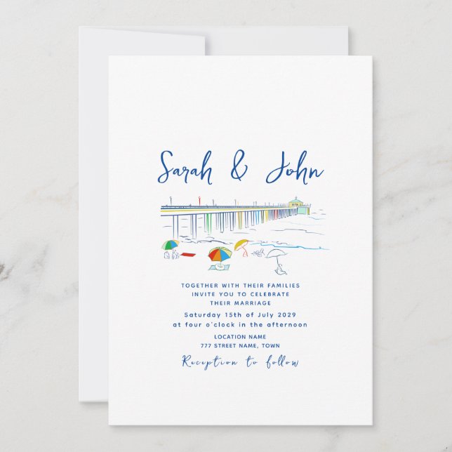 Minimal Unique Beach Wedding Invitation (Front)