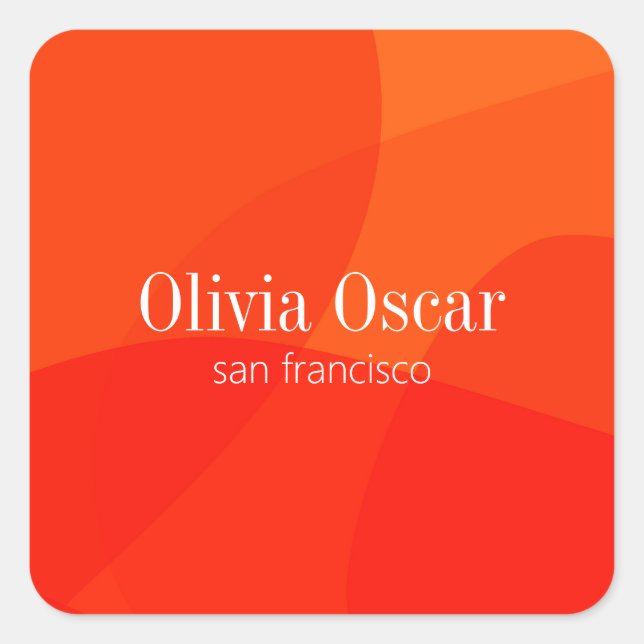 Minimal Unique Red Orange Abstract Art Creative Square Sticker (Front)