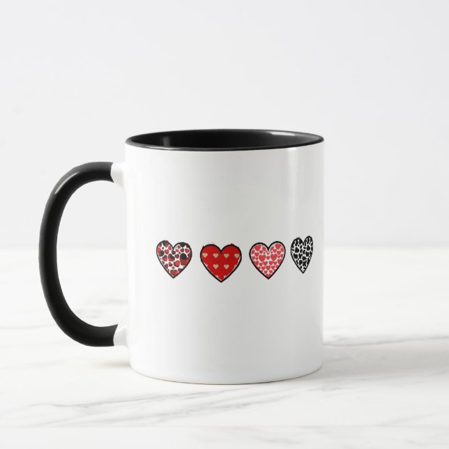 minimal valentine hearts / “cute love pattern” mug (Left)