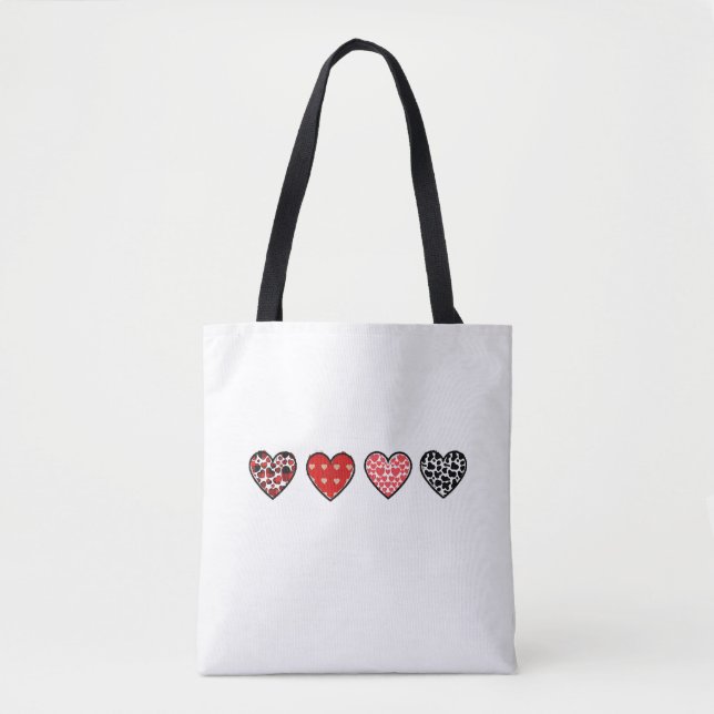 minimal valentine hearts / “cute love pattern” tote bag (Front)