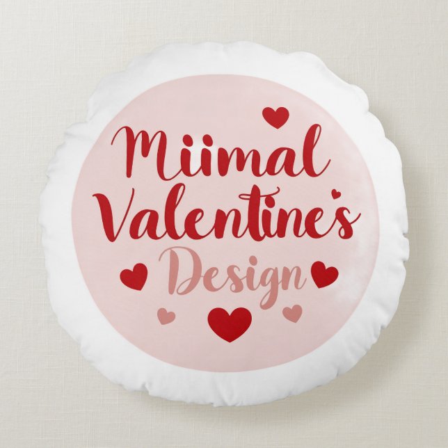 Minimal Valentine’s Day Love Typography Design | R Round Cushion (Front)
