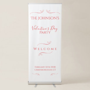 Minimal Valentine's Day Party Welcome Retractable Banner