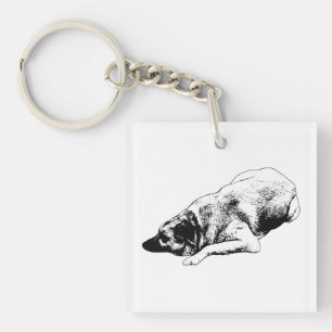 Minimal Vector Dog Shares Calm On Holiday Travels Key Ring