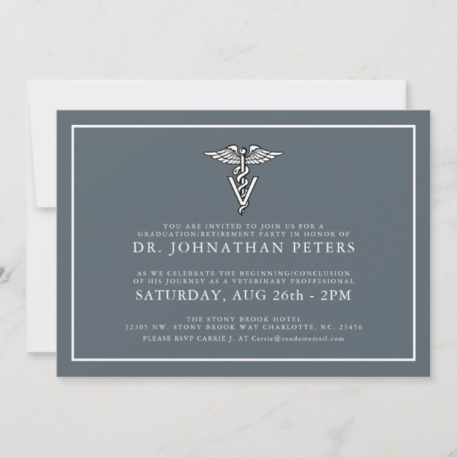 Minimal Veterinarian Graduation|Retirement Invite (Front)