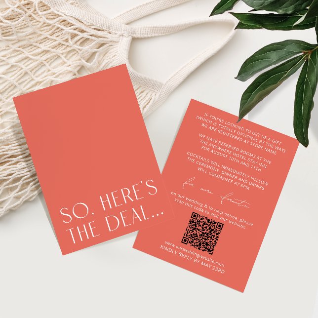 Minimal Vibrant Pink Details & RSVP Online QR Code Enclosure Card (Creator Uploaded)