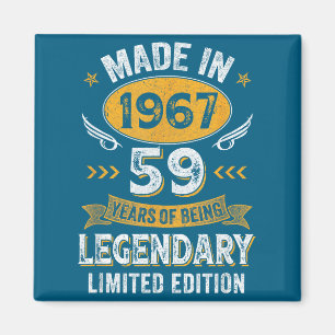 Minimal Vintage 1967 59 Years Old Magnet