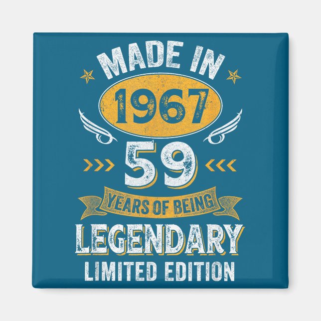 Minimal Vintage 1967 59 Years Old Magnet (Front)