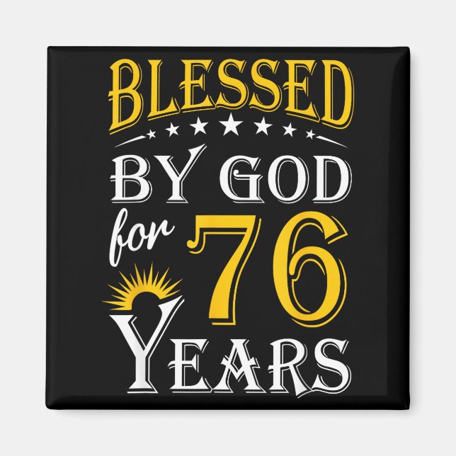 Minimal Vintage Blessed God For 76 Magnet (Front)