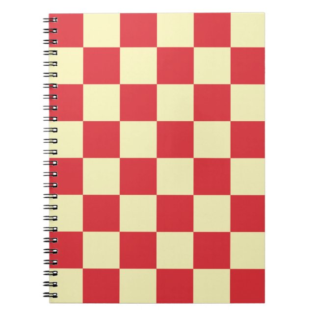 Minimal Vintage Chequered Red and Cream Notebook (Front)