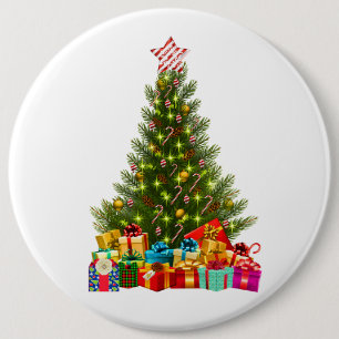 Minimal vintage christmas presents pine tree decor 6 cm round badge