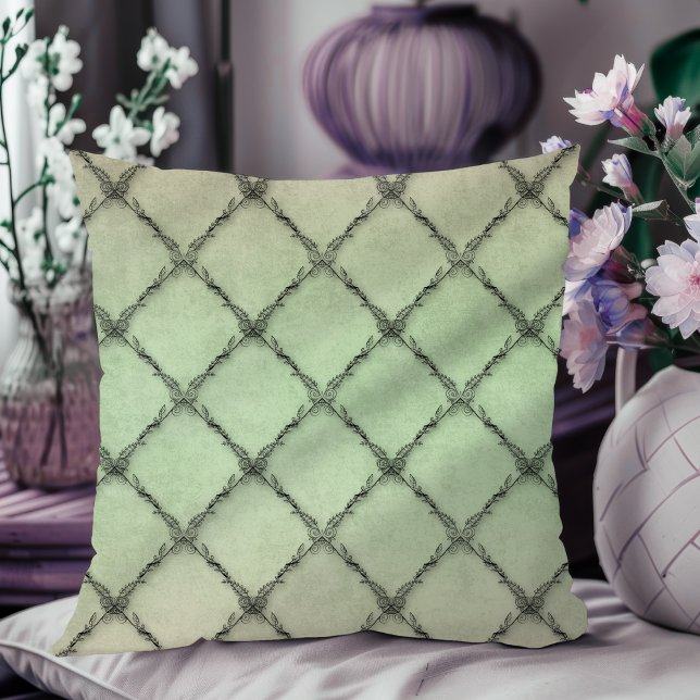 Minimal Vintage Floral Pattern Sage Cushion (Creator Uploaded)