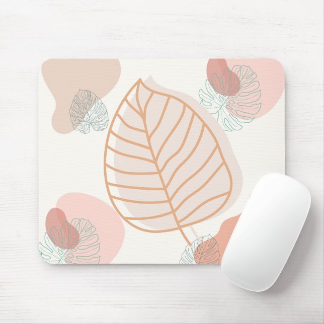 Minimal Vintage Leaf Mouse Mat (With Mouse)