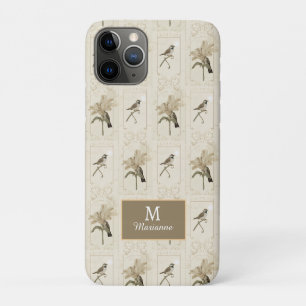 Minimal Vintage Lily Bird Elegant Antique iPhone 11 Pro Case