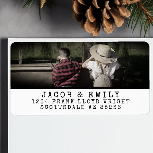 Minimal Vintage One Photo Personalized Christmas Label