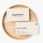 Minimal Vintage Retro Organic Natural Cream Business Card<br><div class="desc">A simple stylish custom design with retro typography on a cream background. The text,  including your monogram and nickname,  can easily be personalised to make a design as unique as you are! The perfect trendy bespoke design for personal or business use!</div>