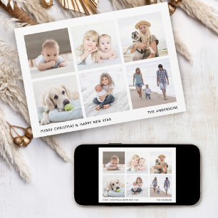 Minimal Vintage Typography Christmas Photo Collage Holiday Card