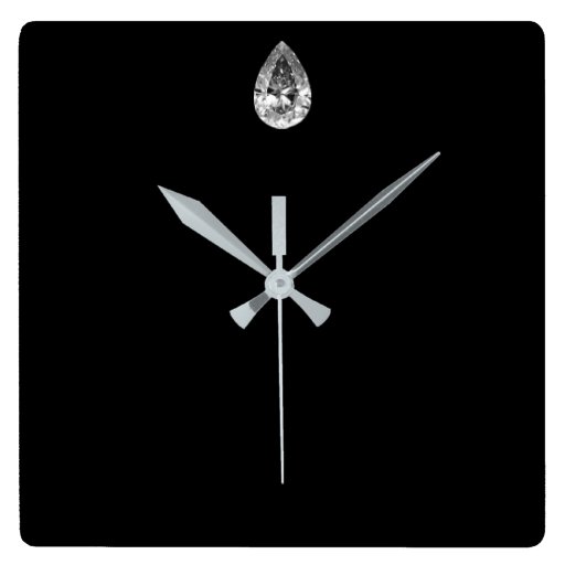 Image of Minimal Vip Black Silver Diamond Graphite Metallic Square Wall Clock