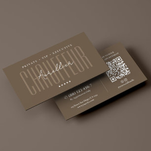 Minimal VIP Private Driver Chauffeur Brown  Business Card