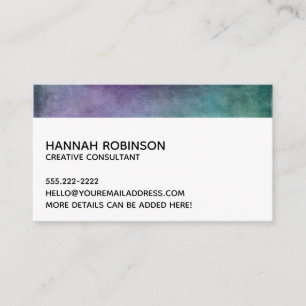 Minimal w/ Teal & Purple Rustic Grunge Texture Business Card