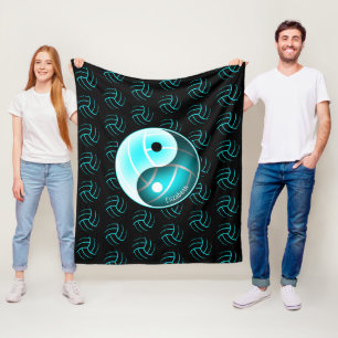 minimal w yin yang girly volleyball room decor fleece blanket