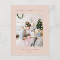 Minimal Warm Reddish Brown Merry Christmas Photo