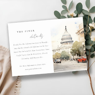 Minimal Washington DC Watercolor Wedding Details Enclosure Card